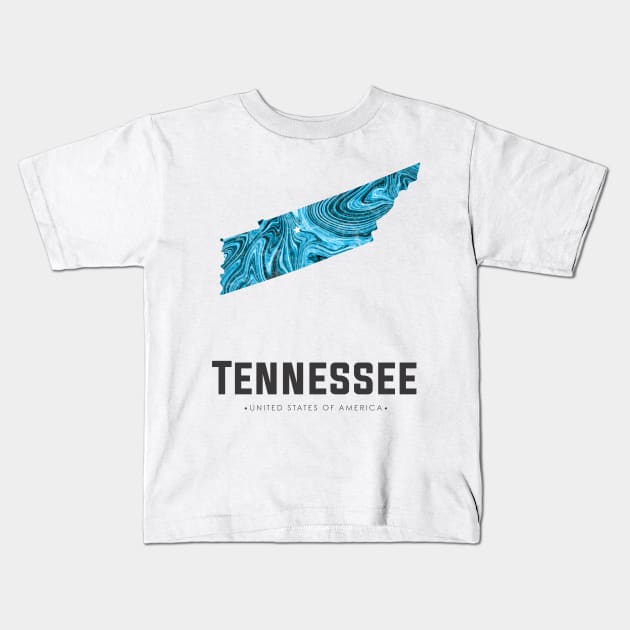 Tennessee state map abstract blue Kids T-Shirt by StudioGrafiikka